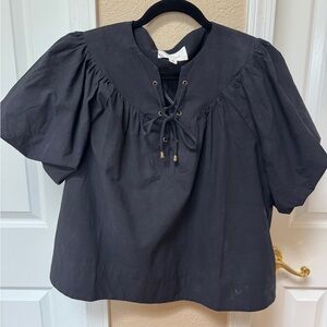 POMANDER PLACE tie up bubble sleeve top